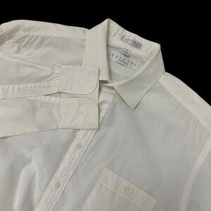 Priatti Men’s Vintage White Spread Collar Shirt Made in Hong Kong Size 17 32/33